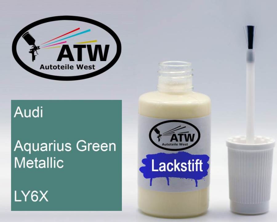 Audi, Aquarius Green Metallic, LY6X: 20ml Lackstift, von ATW Autoteile West.